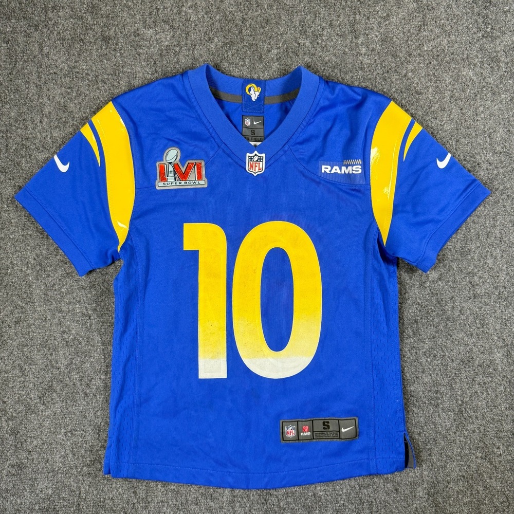 Cooper Kupp Jersey Los Angeles Rams Nike On Field Super Bowl LVI Patch Youth Sm.
